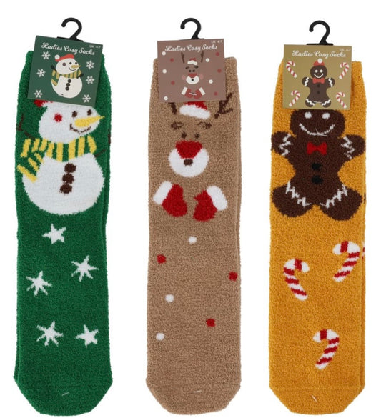 Fluffy Christmas socks (4-7) choice of three