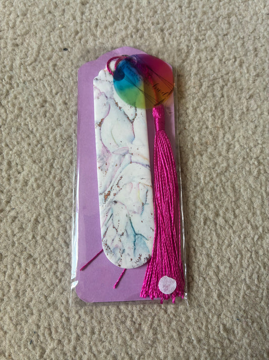 White Marble Effect Polymer clay bookmark
