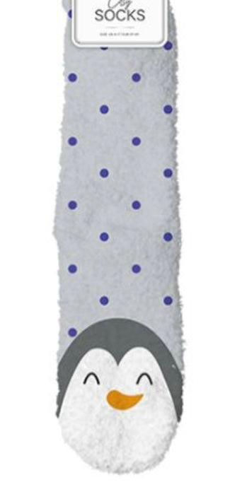 Fluffy Christmas Socks (4-7) Penguin