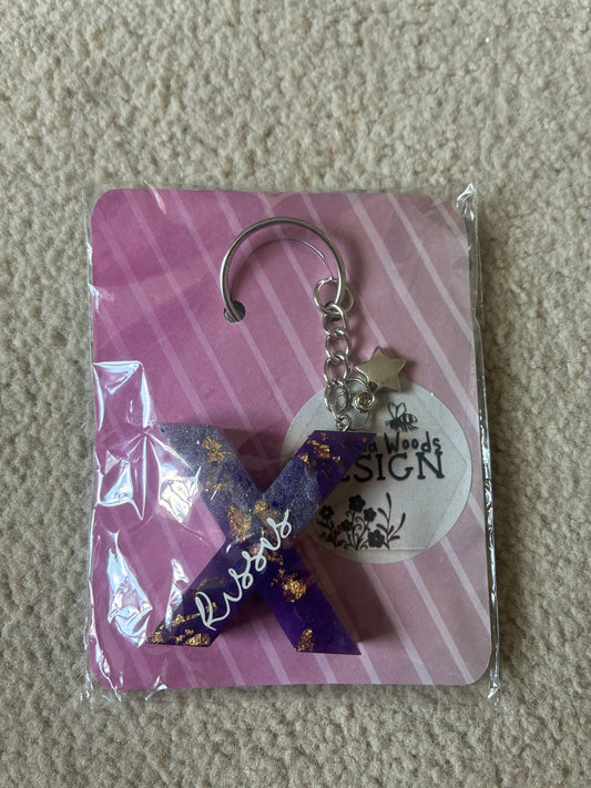 Kisses Resin initial keyring