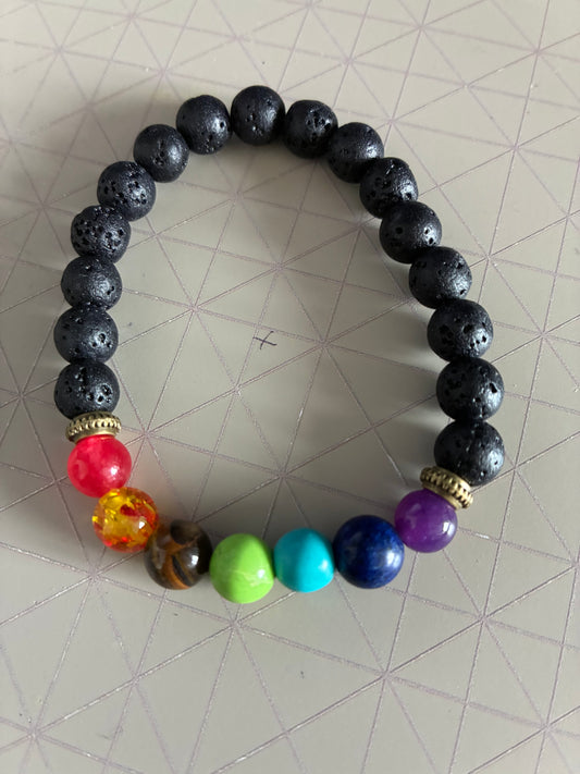 Lava Bead Rainbow Bracelet