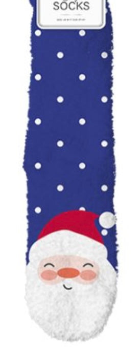 Fluffy Christmas Socks (4-7) Santa
