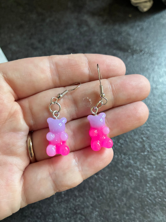 Pink and PurpleGradient Gummy Bear Earrings