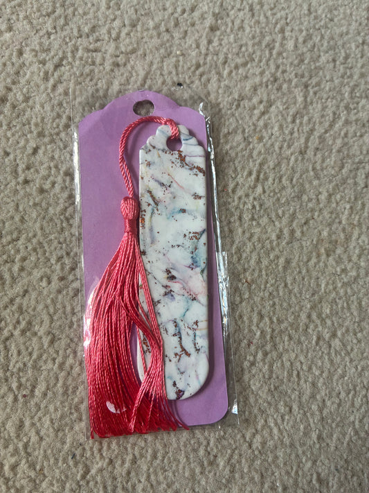 White Marble Effect Polymer clay bookmark