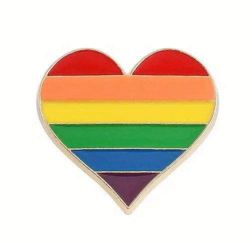 Rainbow heart pin badge