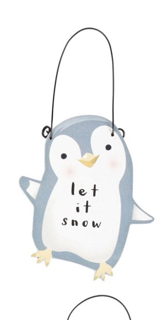 Small Cute Penguin Sign- Let It Snow