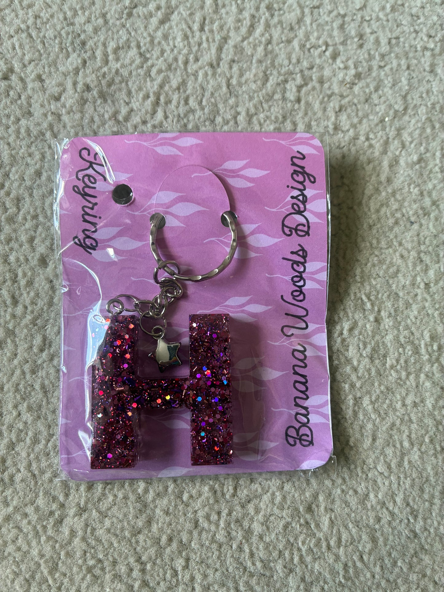 H Resin initial keyring