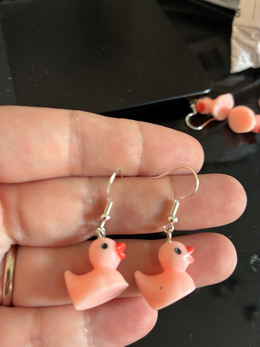Pink duck Earrings