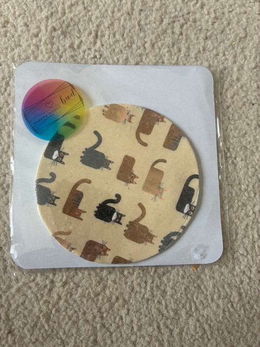 Cat Polymer clay coaster