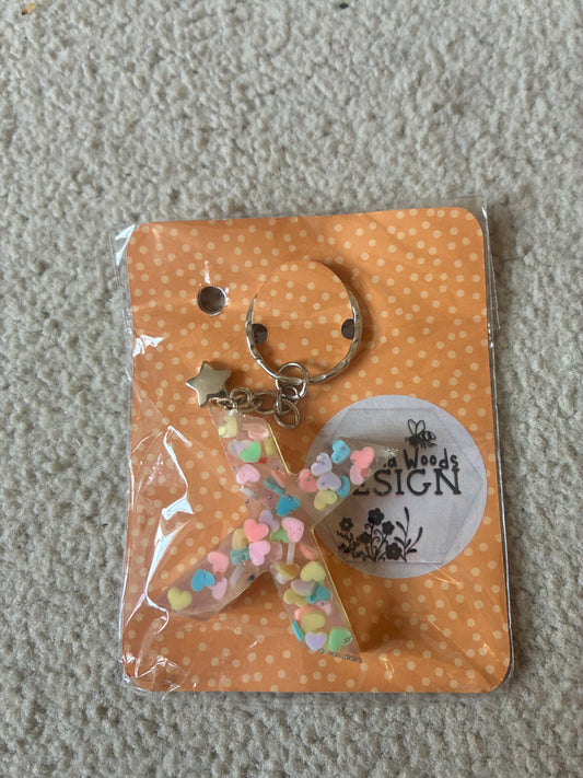X Resin initial keyring