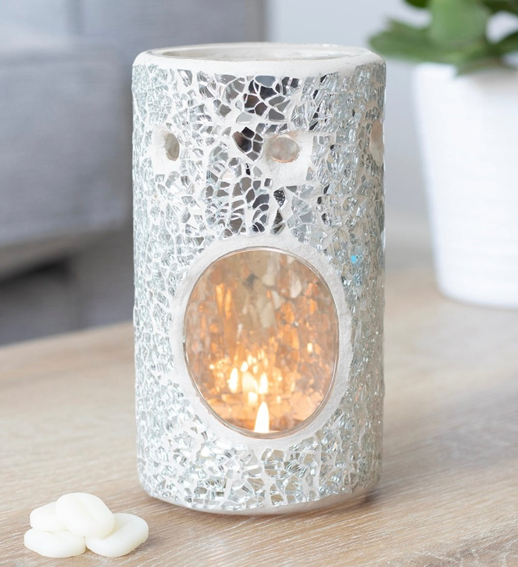 Silver Sparkle Crackle Oil Burner