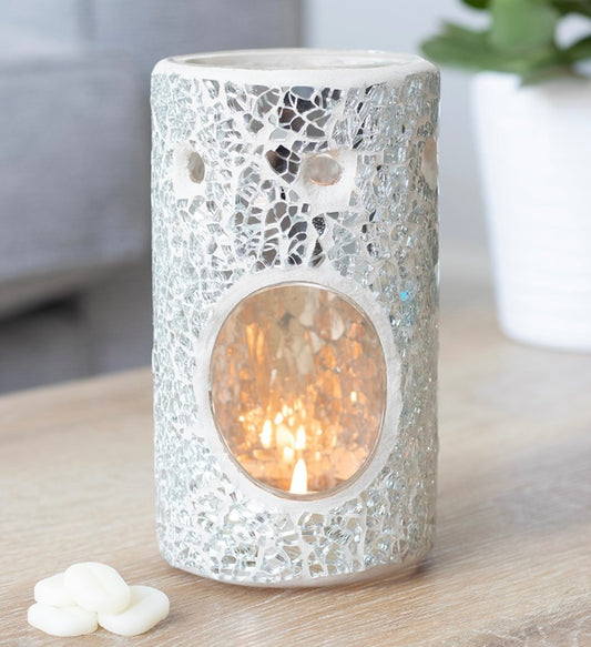 Silver Sparkle Crackle Oil Burner