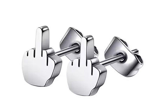 Middle finger stud earrings