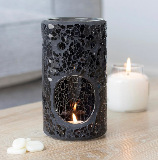 Black Sparkle Crackle Oil Burner