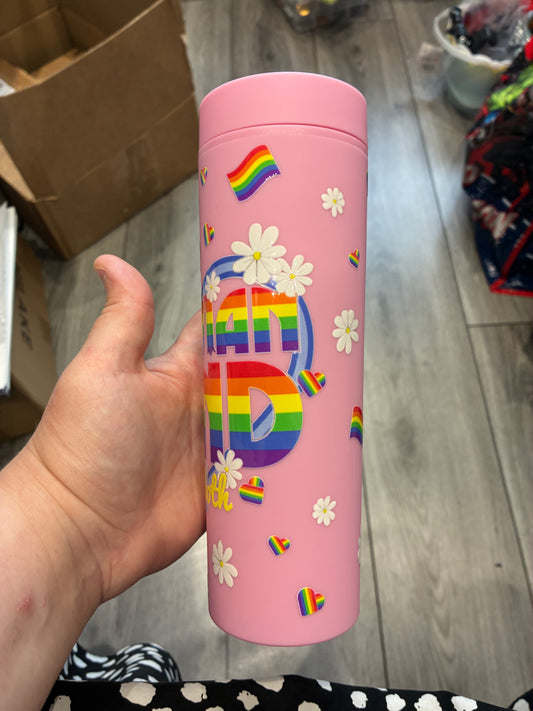 Pink Human Kind Rainbow Skinny tumbler 16oz