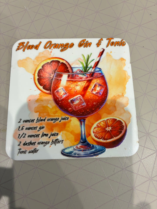 Blood Orange Gin and Tonic Coaster