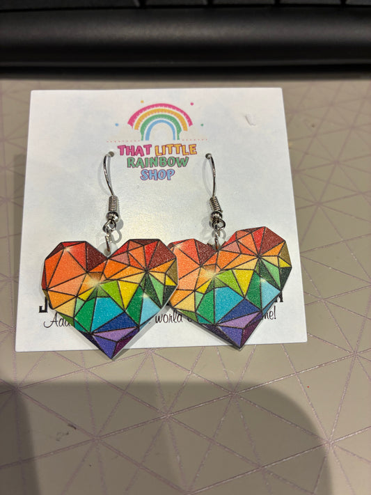 Rainbow hearts Acrylic Earrings