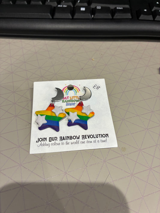 Rainbow star Polymer clay earrings