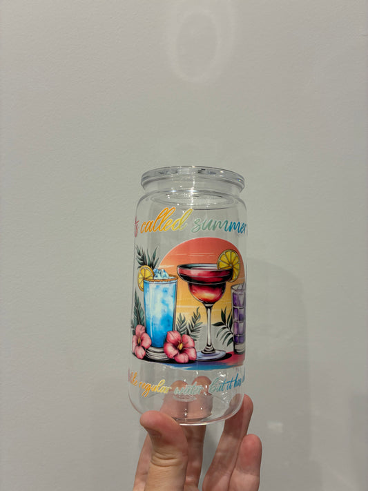 Cocktail themed Plastic Libby can 16oz