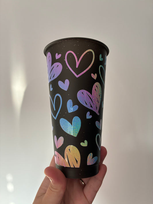 Rainbow heart Cold cup 20oz