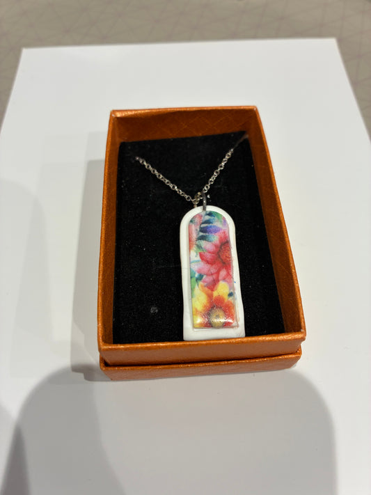 Floral Unique handmade polymer clay necklace