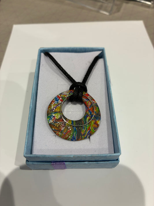 Stone marble effect Unique handmade polymer clay necklace