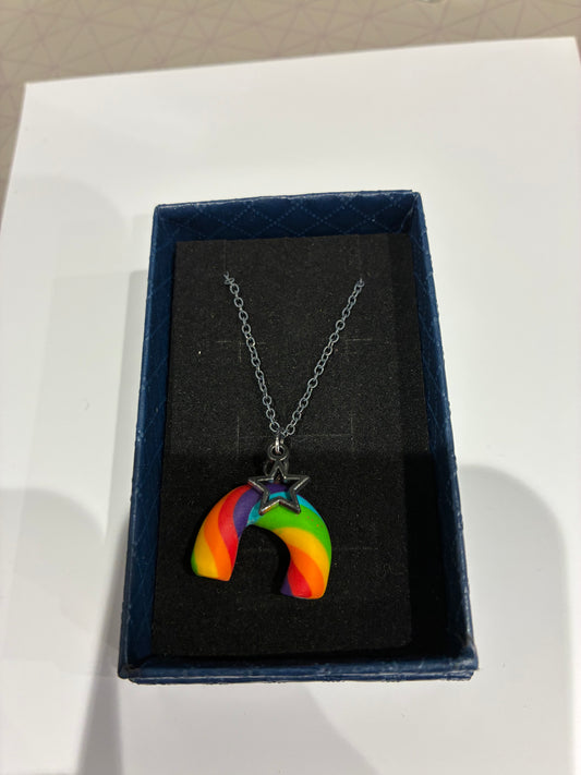 Rainbow Unique handmade polymer clay necklace
