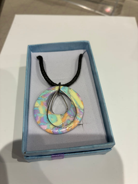 Pastel Unique handmade polymer clay necklace