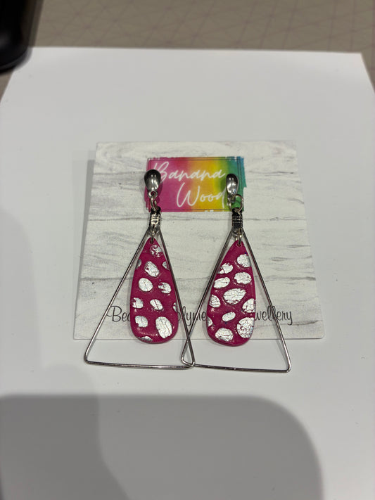 Pink spotty Unique handmade polymer clay earrings