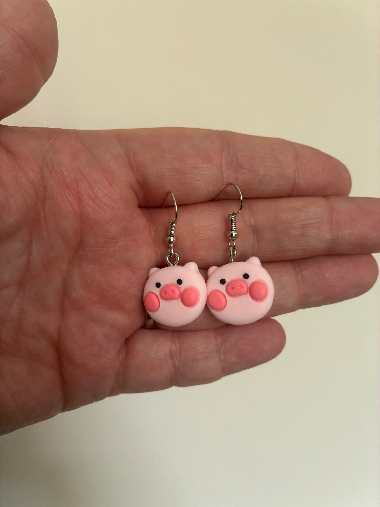 Pink pig earrings