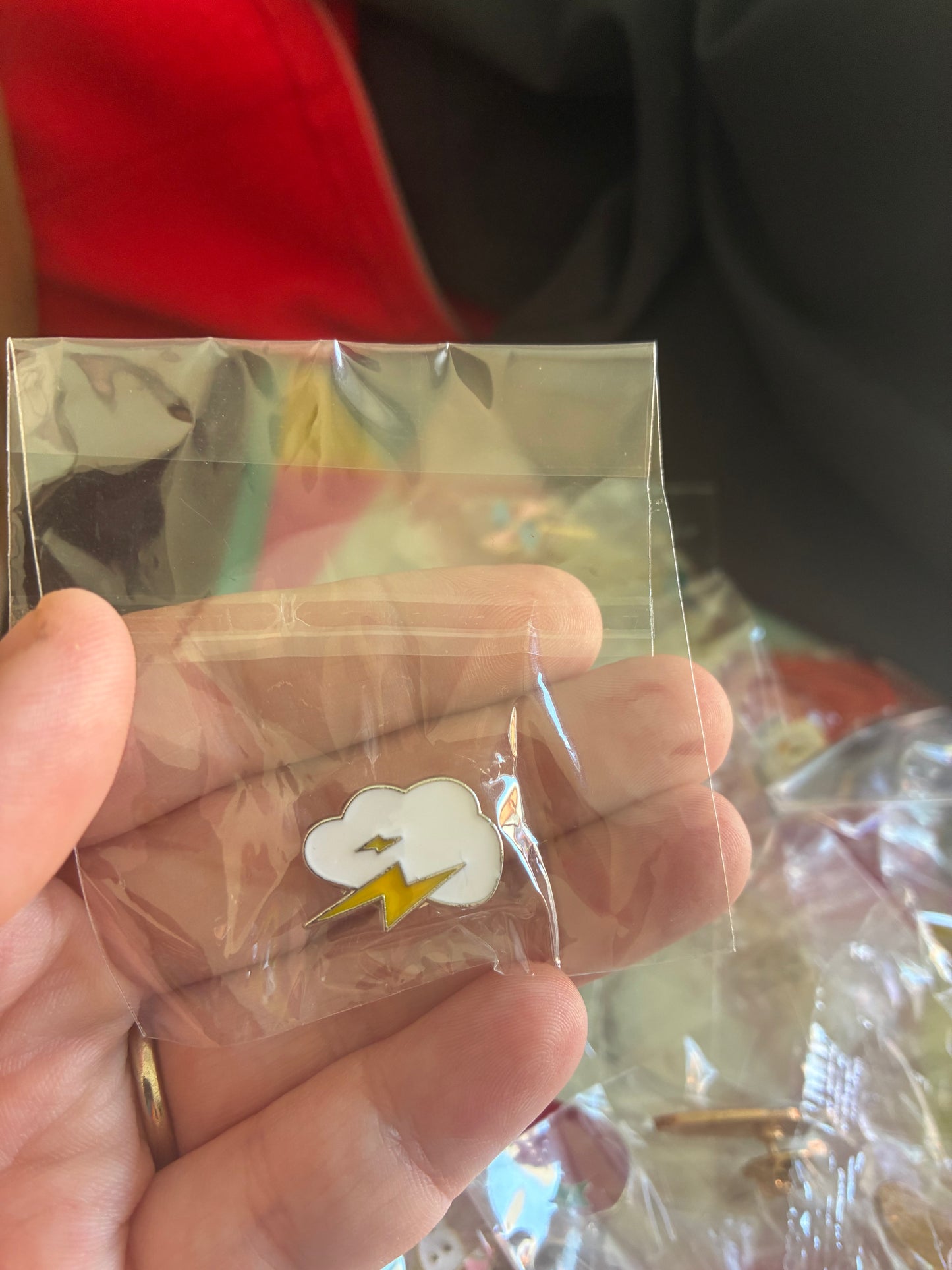 Cloud and lightening Pin badge