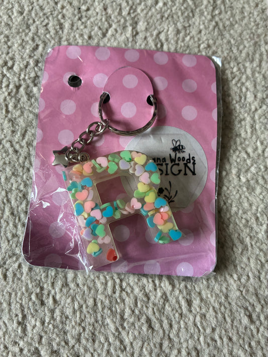 R Resin initial keyring