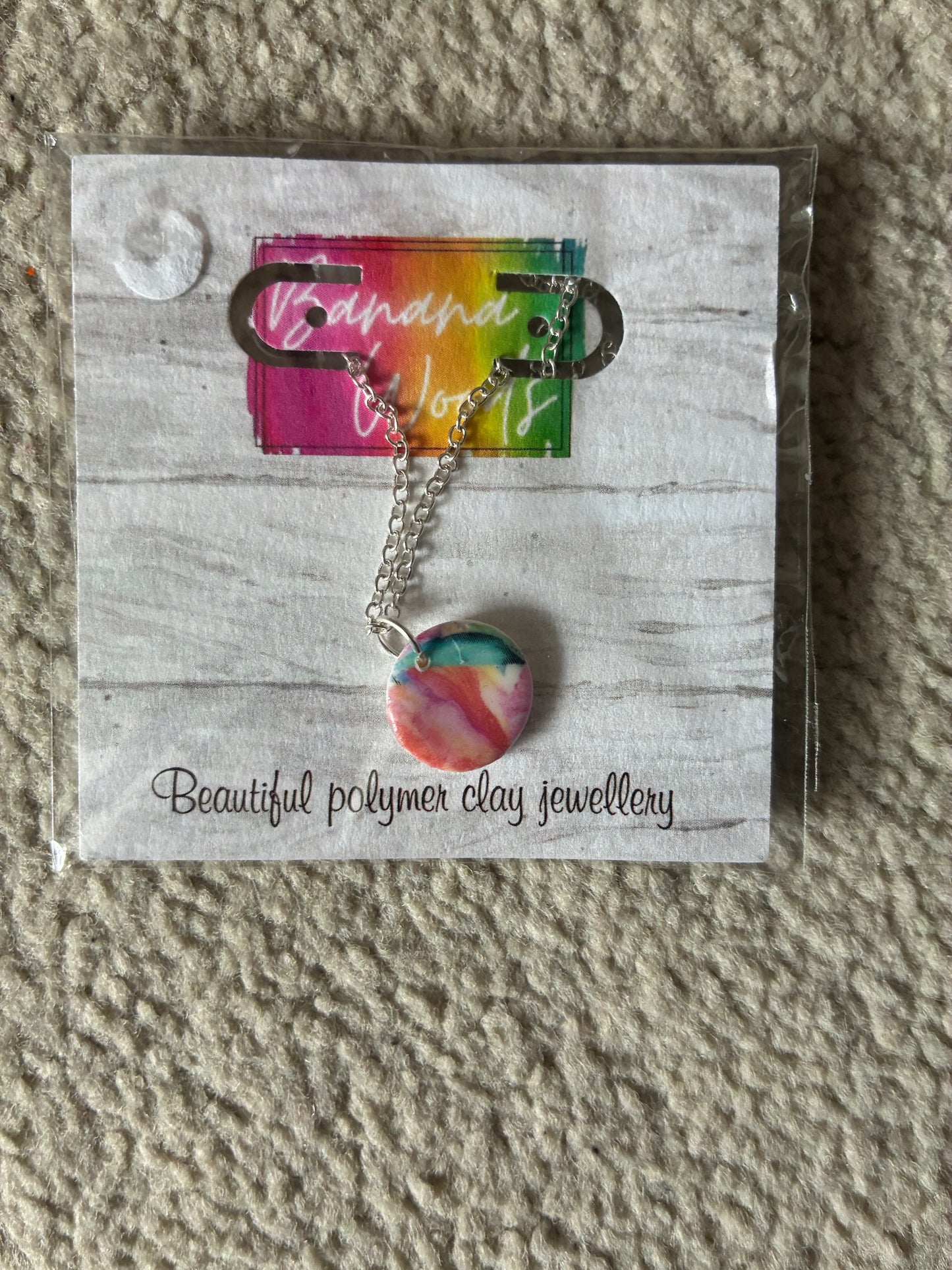 Unique handmade polymer clay necklace