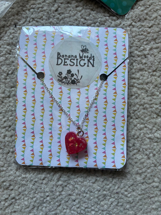 Heart Resin pendant necklace