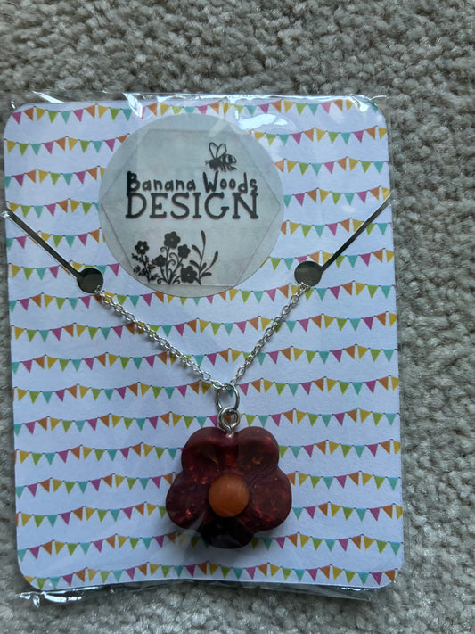 Flower Resin pendant necklace