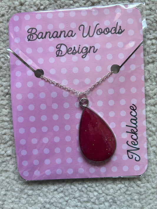 Pink drop Resin pendant necklace