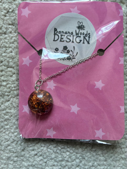 Gold flake Resin pendant necklace