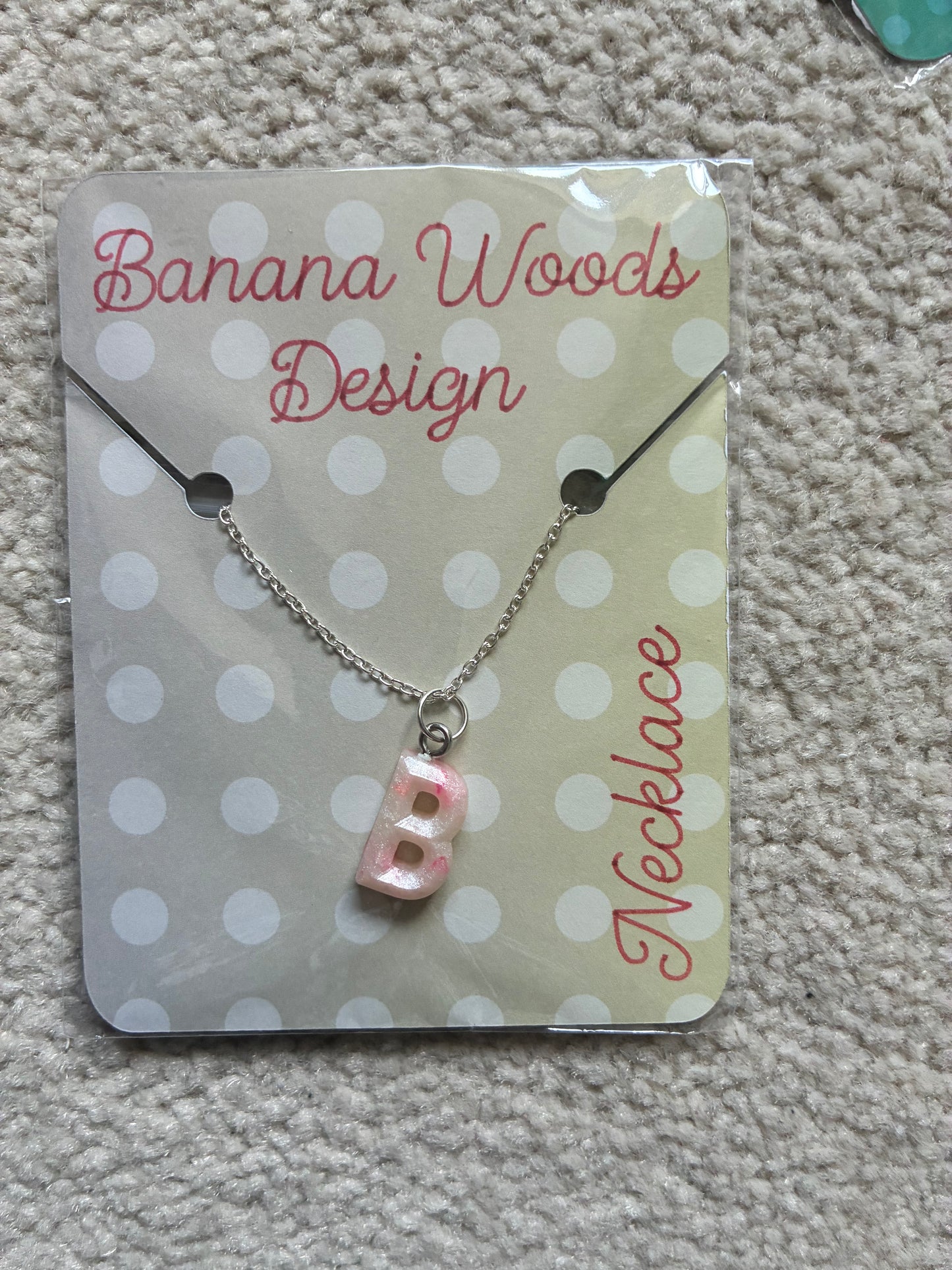 B initial Resin pendant necklace