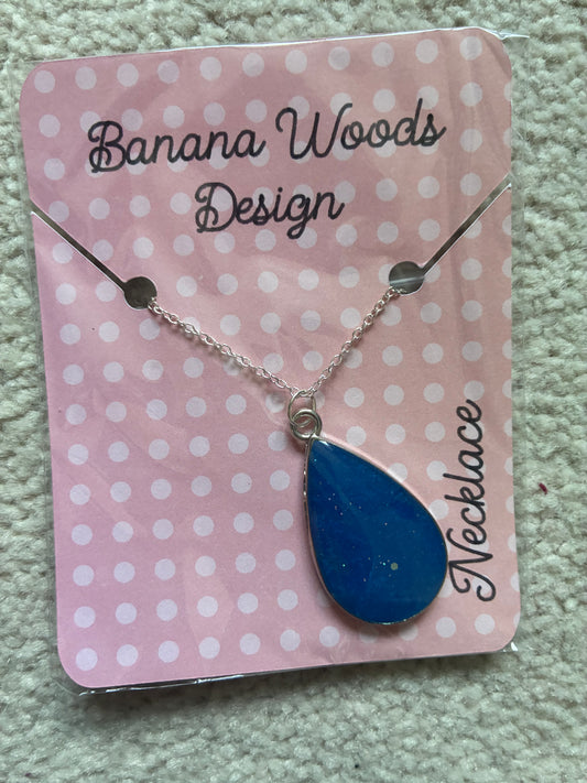 Blue drop Resin pendant necklace