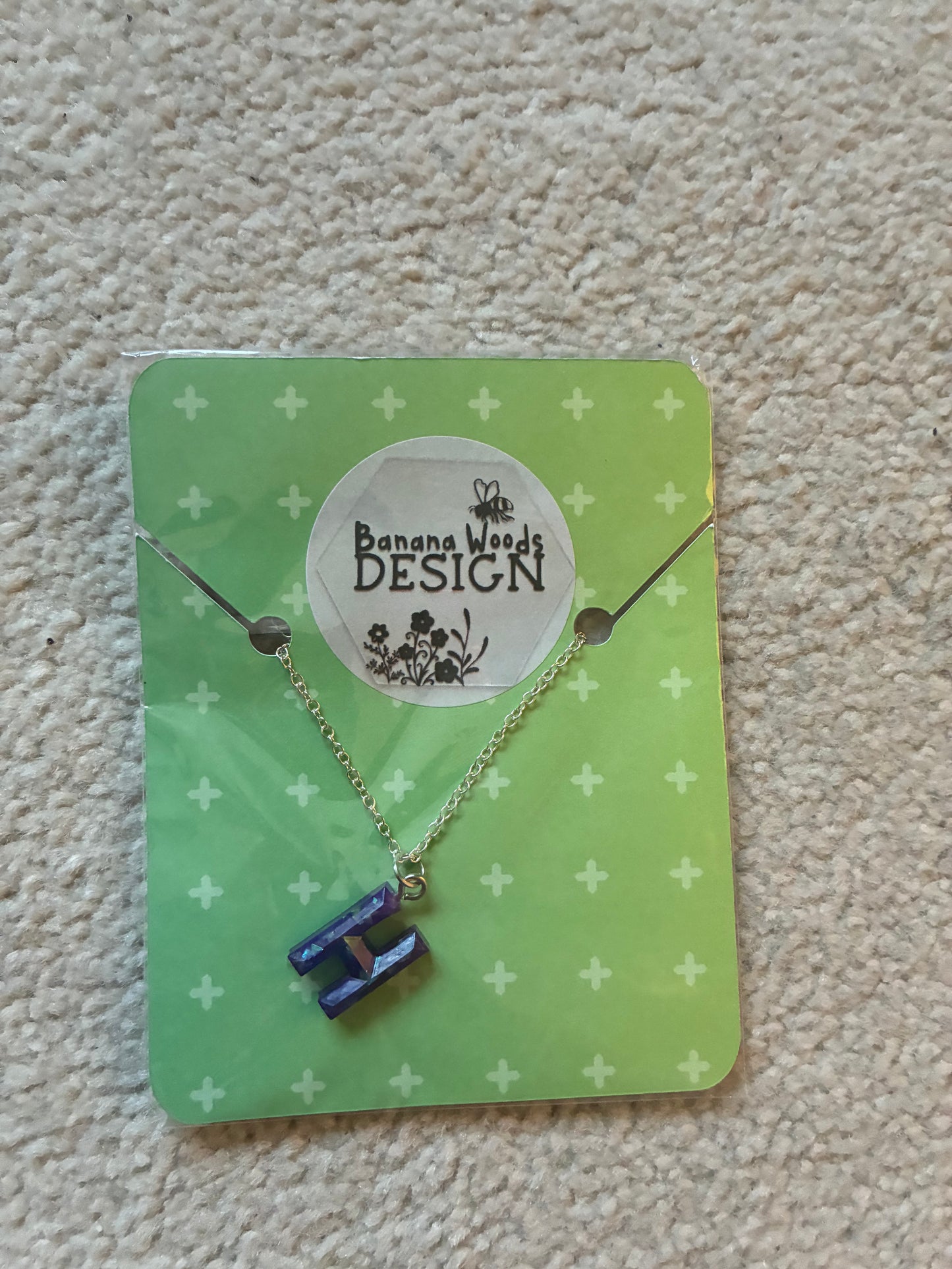 H initial Resin pendant necklace