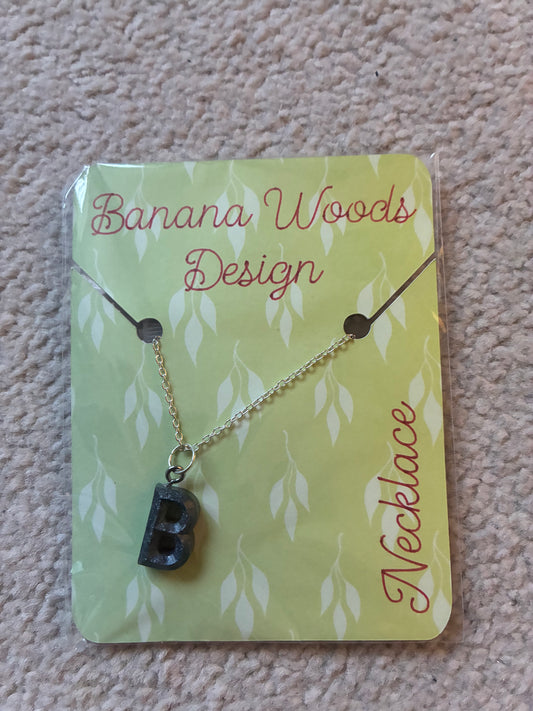 B initial Resin pendant necklace
