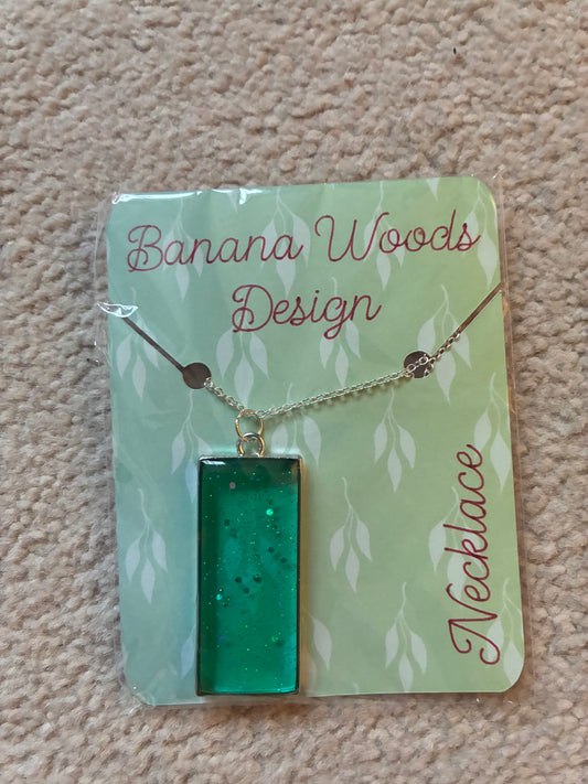 Blue transparent Resin pendant necklace