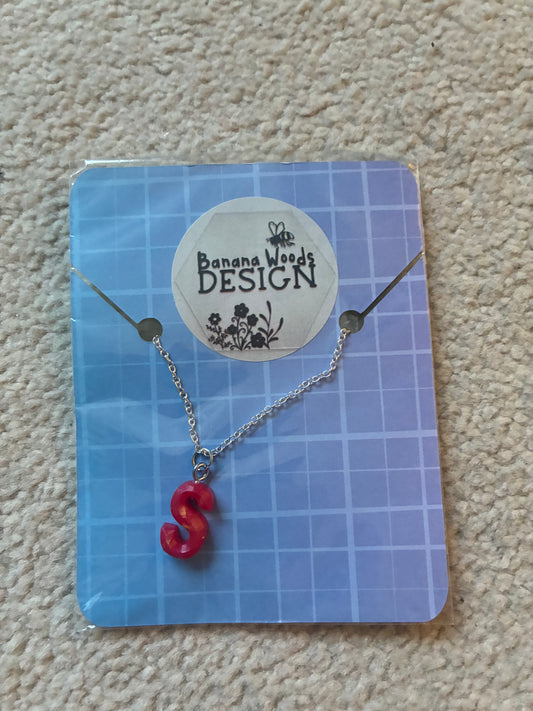 S initial Resin pendant necklace