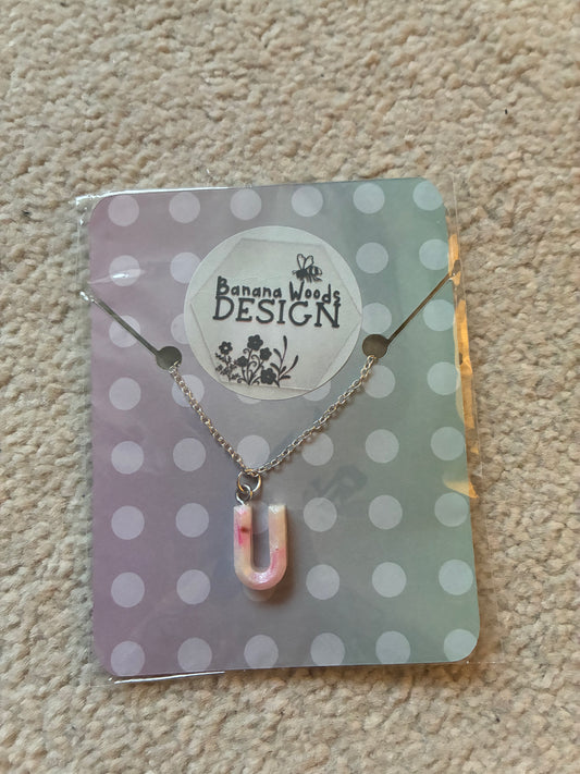 U initial Resin pendant necklace