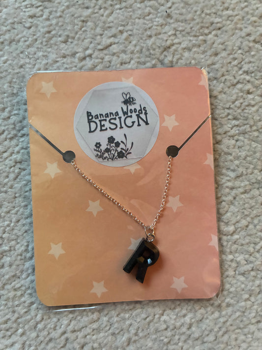 R initial Resin pendant necklace