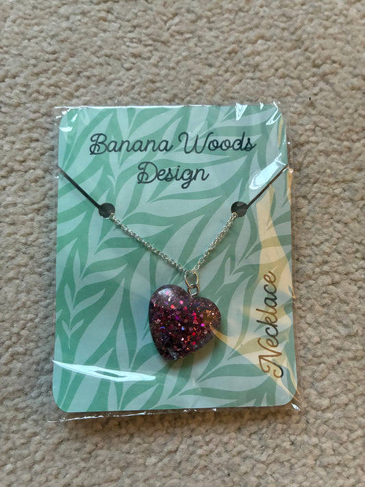 Heart Resin pendant necklace