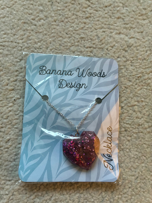 Heart Resin pendant necklace