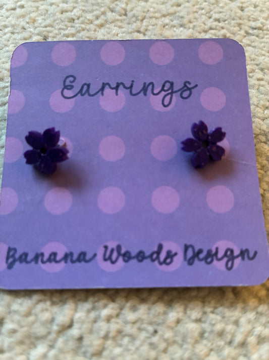 Purple flower Resin earrings