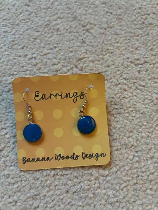 Round blue dangles Resin earrings