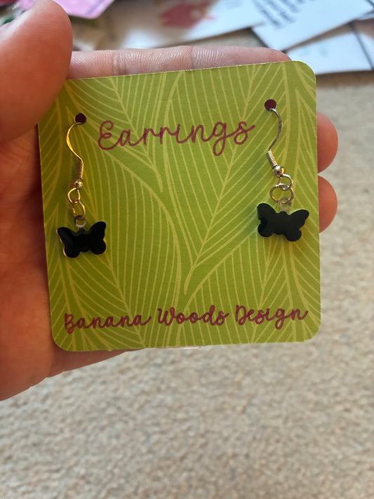 Black butterfly Resin earrings